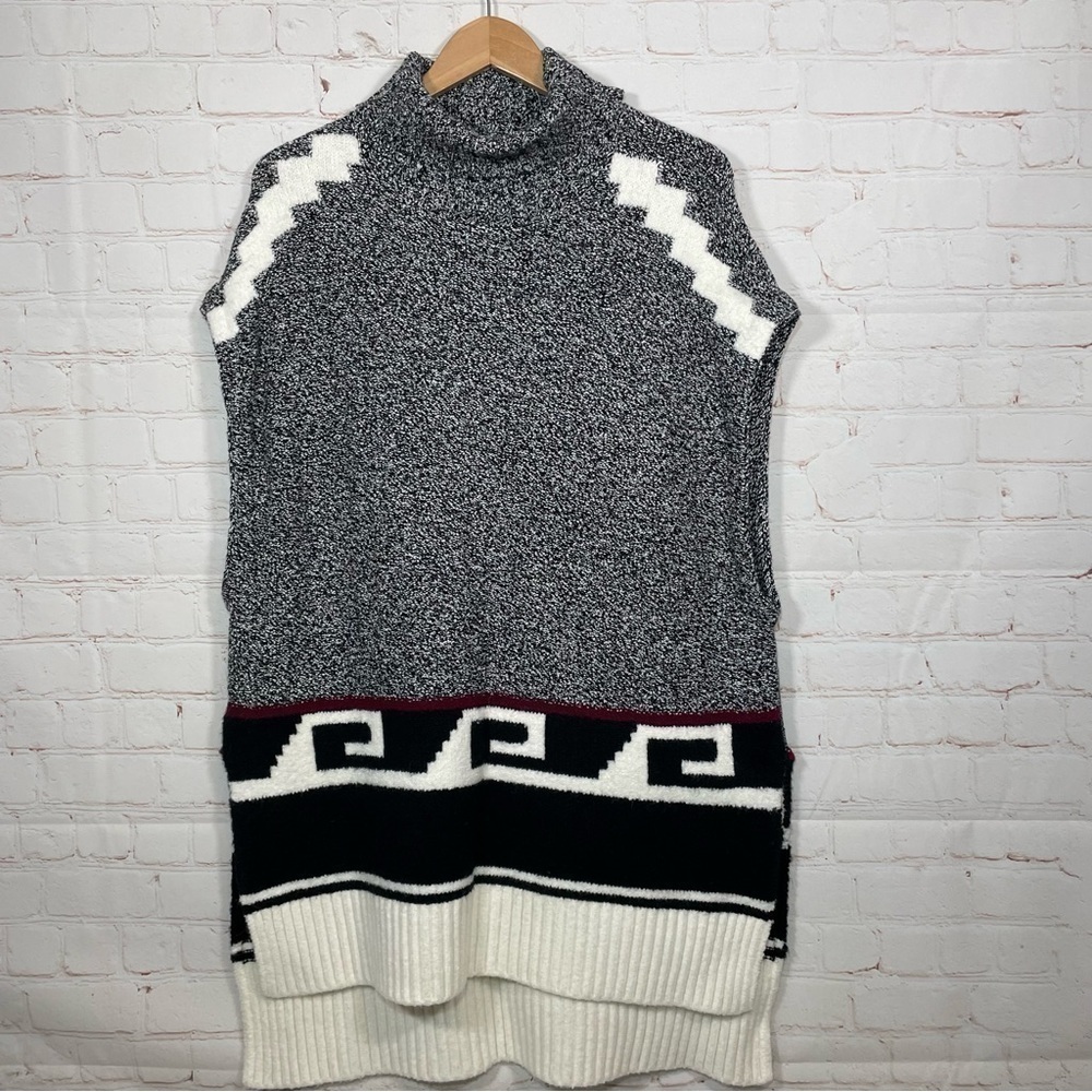 Ann Taylor Loft Sweater Medium Aztec Southwestern Sleeveless Turtleneck NWT
